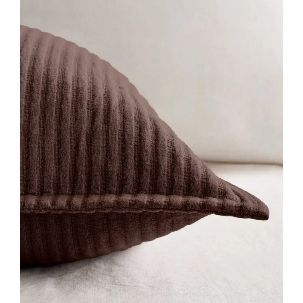 NWOT Quince Organic Cotton Ribbed Matelasse Sham Set King‎ Chocolate Brown